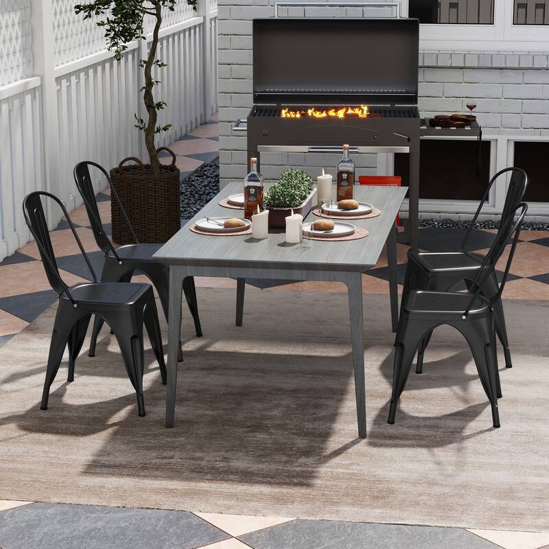 Gymax Metal Dining Chairs Set of 4 w/ Removable Backrest for Dining
