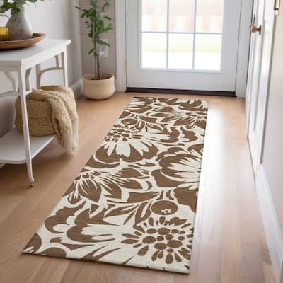 Machine Washable Indoor/ Outdoor Whimsy Floral Chantille Rug