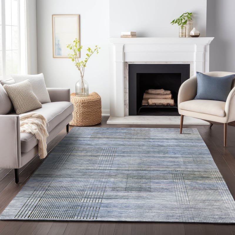 Machine Washable Indoor/ Outdoor Chantille Contemporary Imprints Rug
