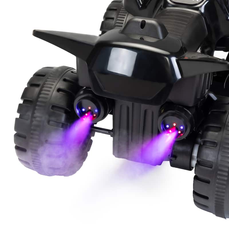 6V Battery Powered Electric Quad Car with Music, 4 Wheeled Ride on Car Toy, Durable Black Motor Vehicle Toy with USB