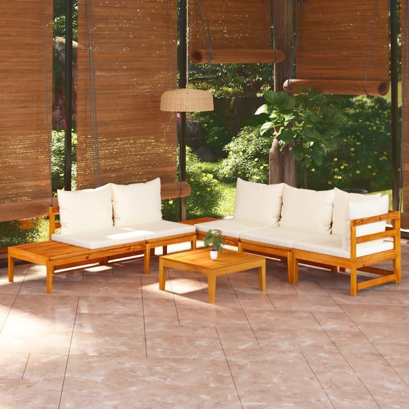 vidaXL Patio Lounge Set Chaise Lounge Outdoor Furniture Chair Acacia Wood - 25.2" x 25.2" x 11.4"