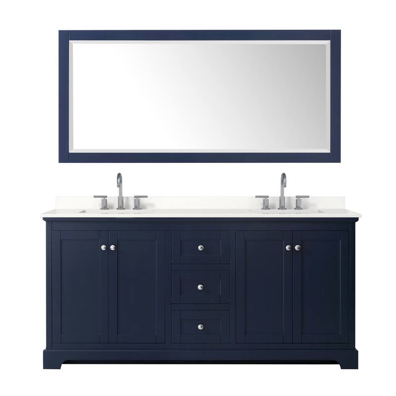Avery 72-inch Double Vanity, Quartz Top, 70-inch Mirror
