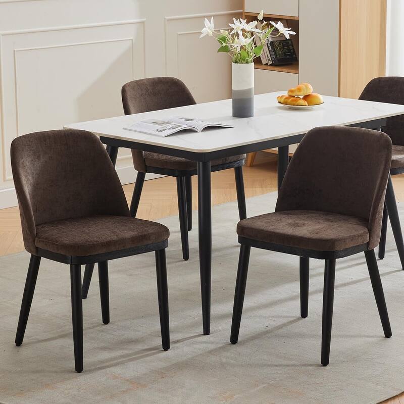 Set of 2 Modern Dining Upholstered Accent Chairs for Kitchen, Dining Room - Brown