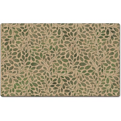Verde Garden Decorative Indoor/Outdoor Natural Linen Look Floor Mat with Recycled Rubber Back Made in The USA 29.5” x 17.75”
