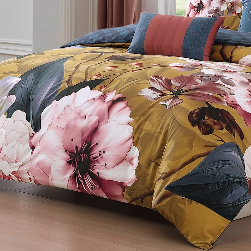 Bebejan Golden Bounty 100% Cotton Sateen 5 Piece Reversible Comforter Set