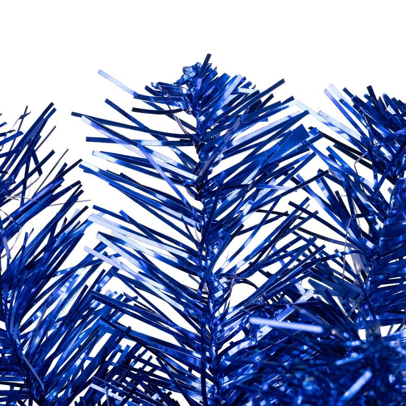 Pre-Lit Artificial Tinsel Christmas Wreath - 24" - Blue - Clear Lights