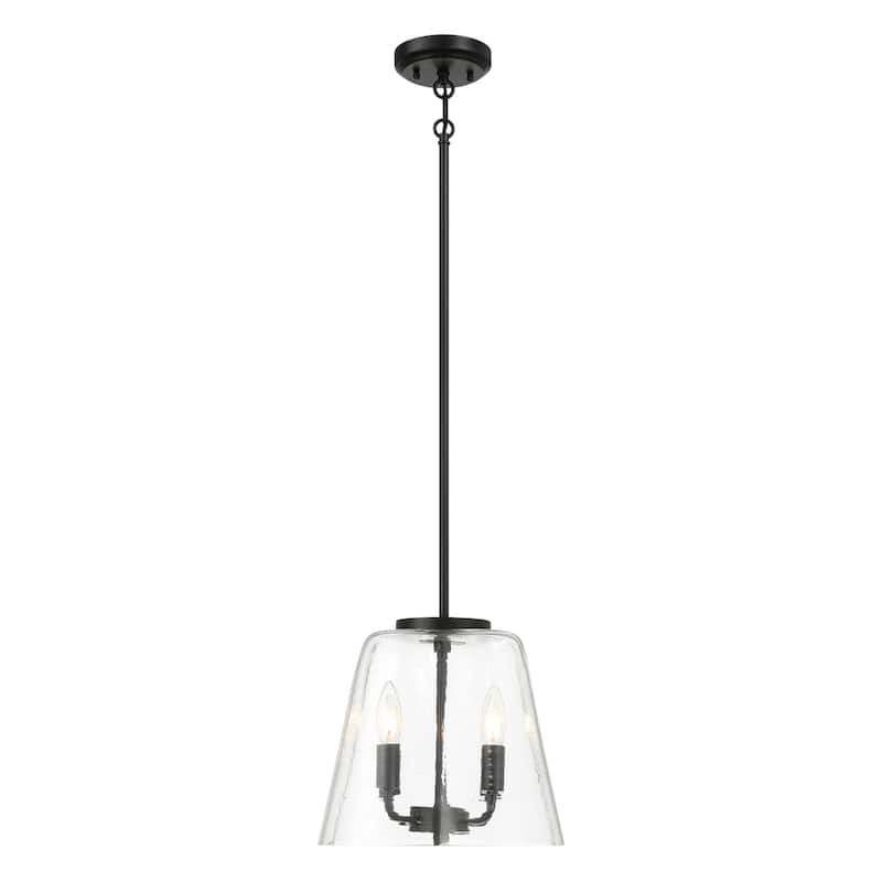 Four Candle Lights Pendant With Clear Glass - Black Finish