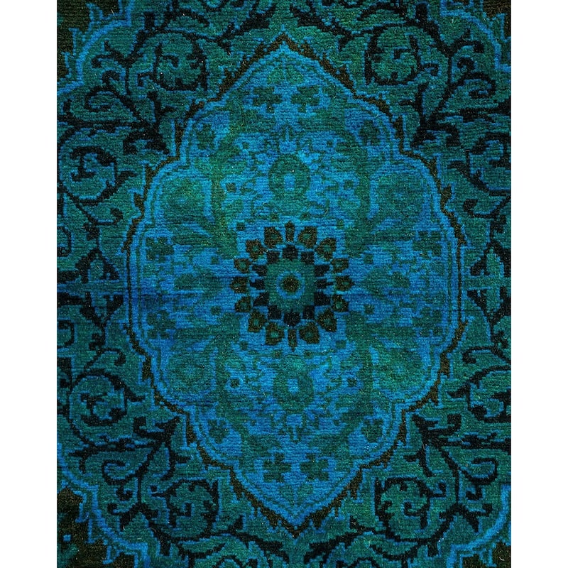 Overton Hand Knotted Wool Vintage Inspired Modern Contemporary Overdyed Blue Area Rug - 2' 8" x 4' 1"