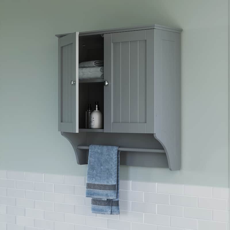 RiverRidge Ashland Two-Door Bathroom and Laundry Wall Mount Storage Medicine Cabinet with Towel Bar