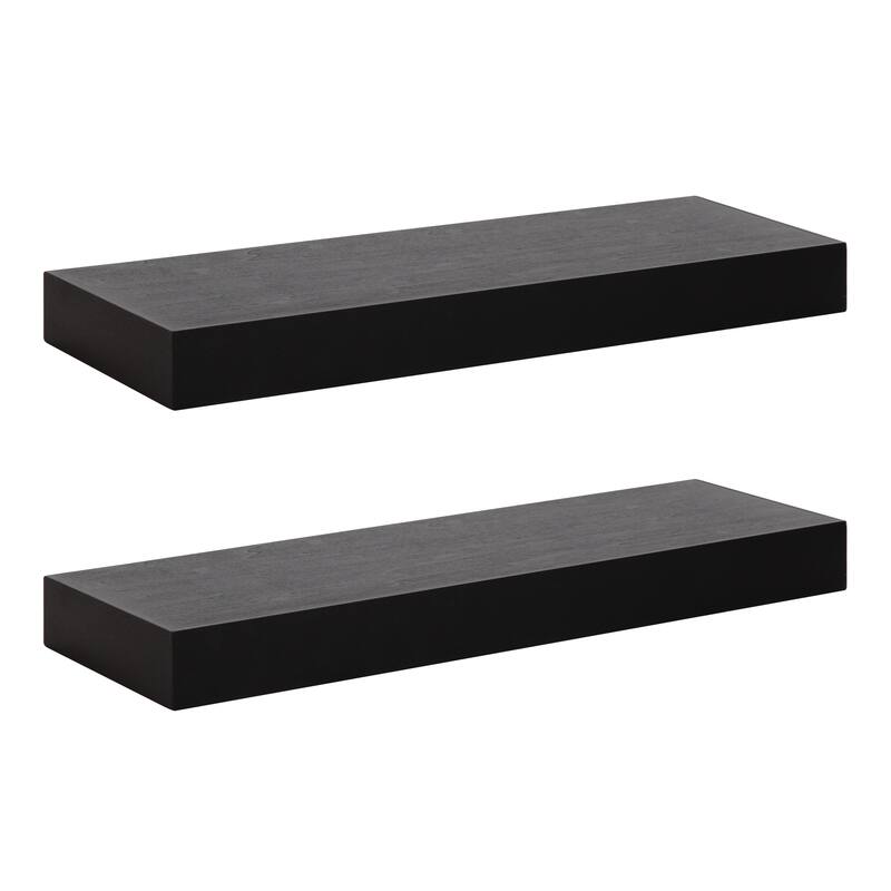 Kate and Laurel Havlock Wood Shelf Set - 2 Piece 24 inch - Black