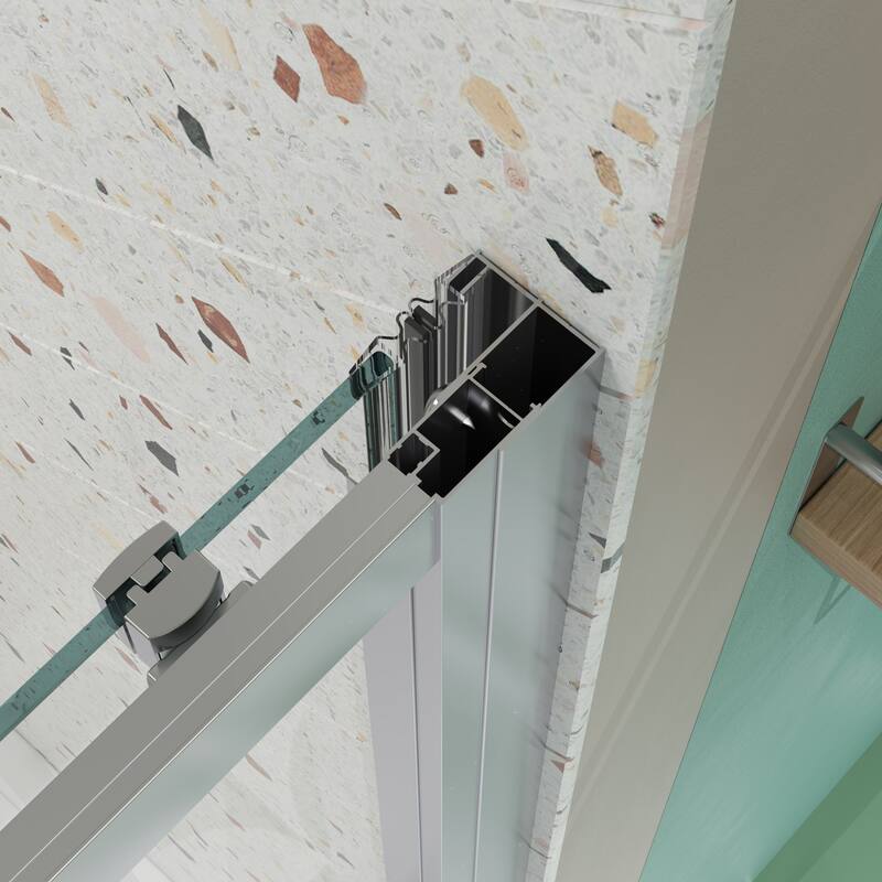 Single sliding shower door with magnetic closure