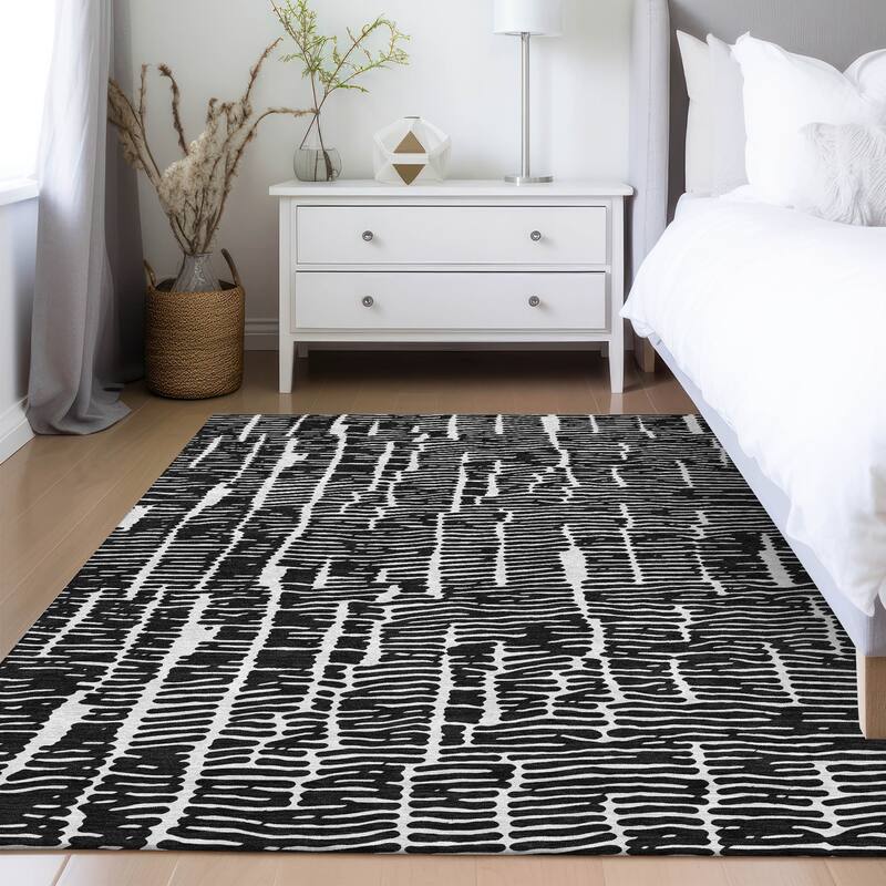 Machine Washable Indoor/ Outdoor Chantille Modern Abstract Rug