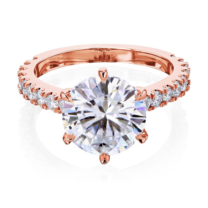 Kobelli 3.6 Carats Moissanite & Lab Grown Diamond 14k Solid Gold Round 6-Prong Tulip Tiffany Engagement Ring