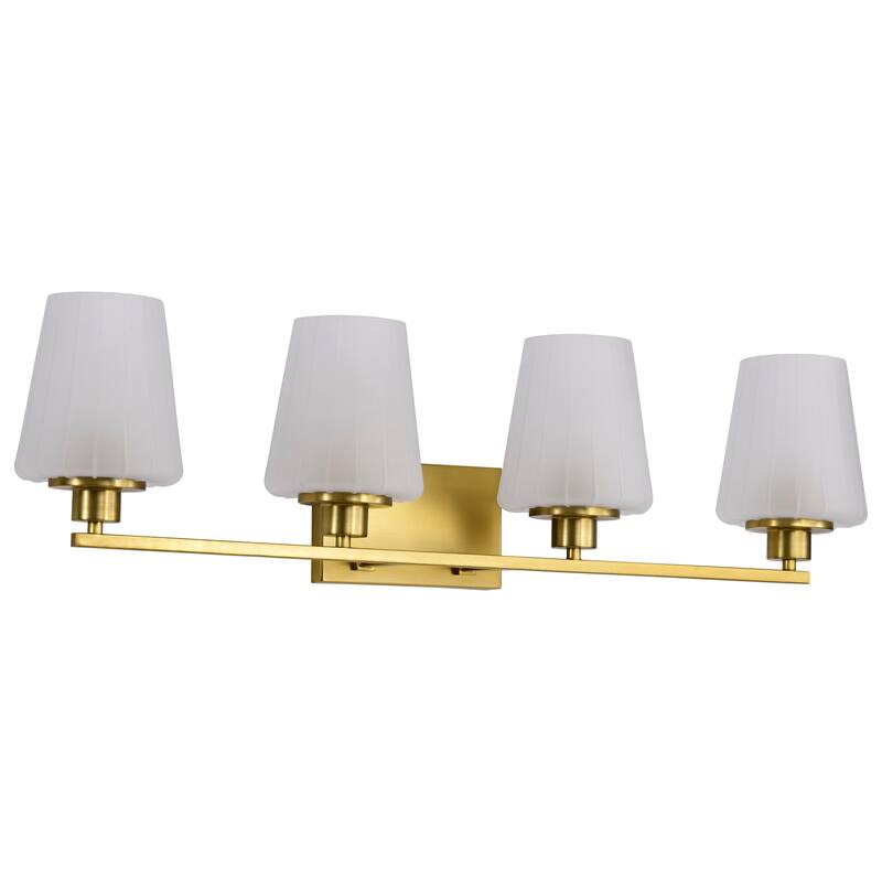 Lune 4 Light Vanity Vintage Brass Finish Etched White Glass - Vintage Brass - Vintage Brass