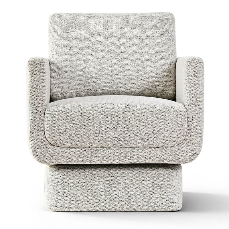 Beige Upholstered Swivel Barrel Accent Chair(Set of 2)