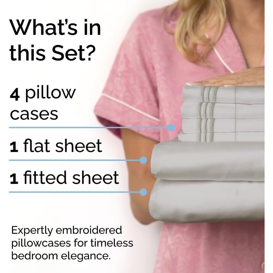 CGK Linens 6 Piece Solid Deep Pockets Microfiber, Easy-Fit Bed Sheet Set - Picture 45 of 396