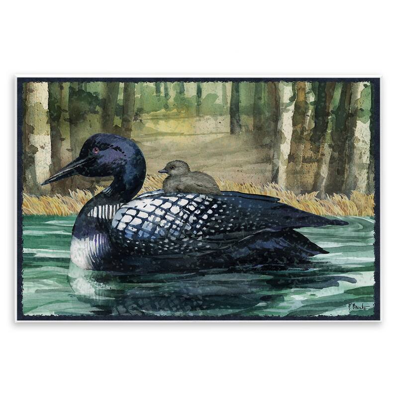 Stupell Loon with Baby on Lake Wall Plaque Art Design By Paul Brent - 15 x 10