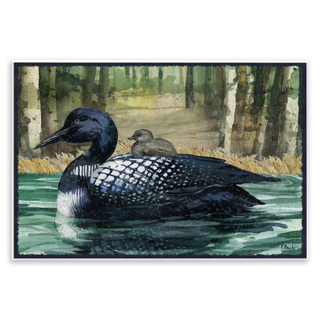 Stupell Loon with Baby on Lake Wall Plaque Art Design By Paul Brent