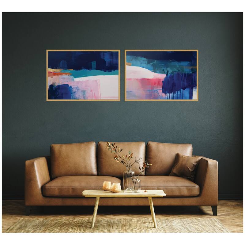 Kate and Laurel Blue Current No. 1 & No. 2 2 Piece Framed Canvas Wall Art Set by Amy Lighthall