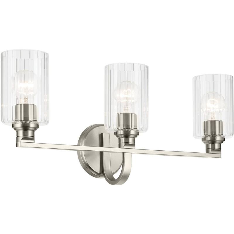 Kichler 55226FLU Gioe 3 Light 24" Wide Vanity Light with Clear Fluted - Brushed Nickel