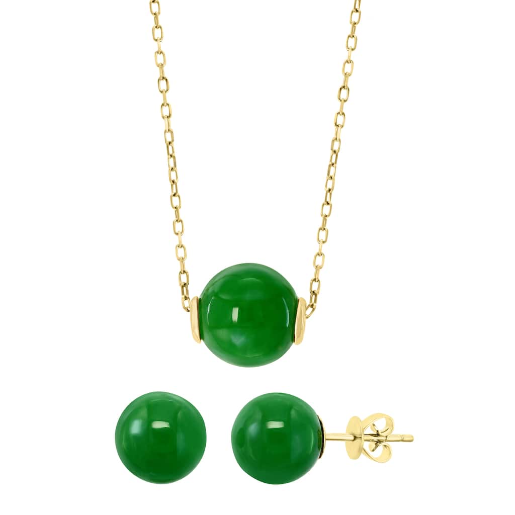 EFFY 14K Gold Jade Earring and Necklace Set
