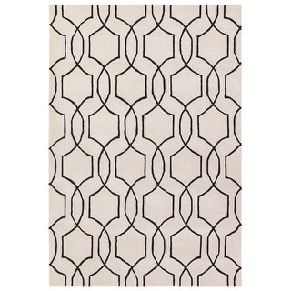 Quarath Handmade Geometric Cream/Black Area Rug - Bed Bath & Beyond ...