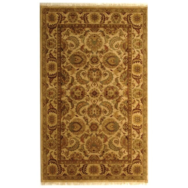 SAFAVIEH Hand-knotted Dynasty Saranda Traditional Oriental Wool Rug with - 5' x 8' - Ivory/Ivory