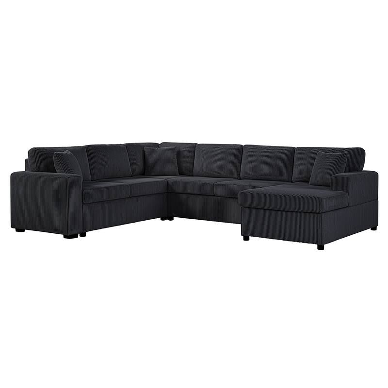 U-Shaped Sectional Sofa with Chaise Lounge and 3 Soft Throw Pillows for Living Room Oversized Corner Sofa