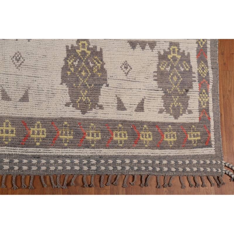 Geometric Moroccan Large Area Rug Hand-Knotted Wool Carpet - 9'11"x 14'10"