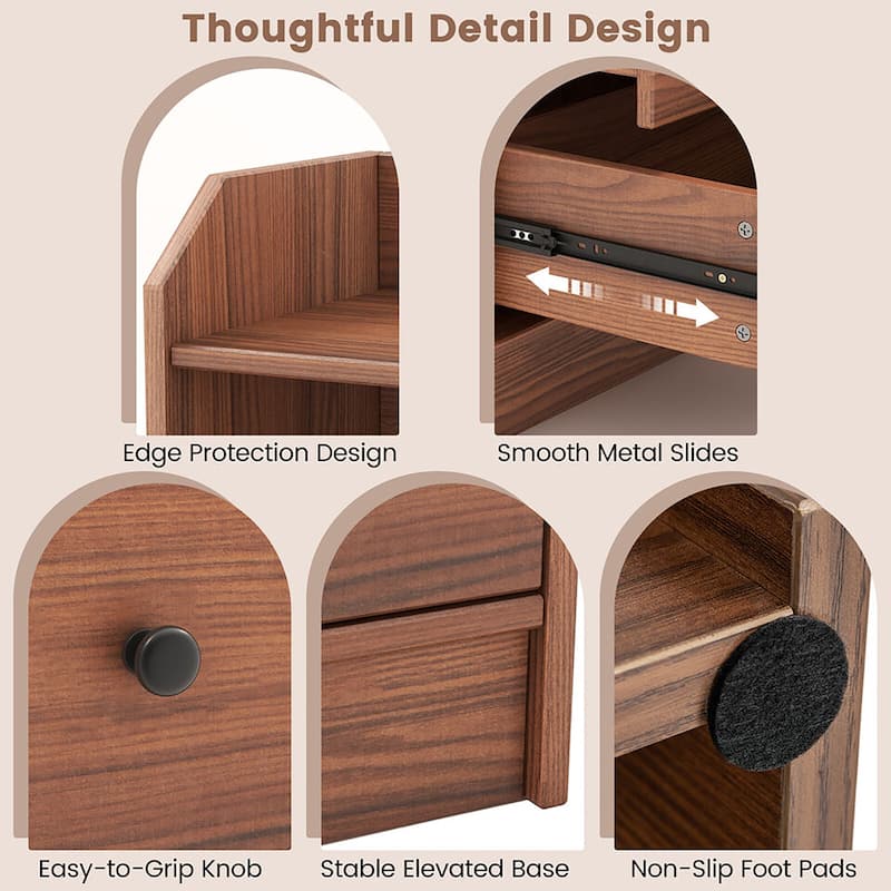 Gymax 3-Drawer Dresser 44'' Tall Wood Storage Organizer Chest w/ 2