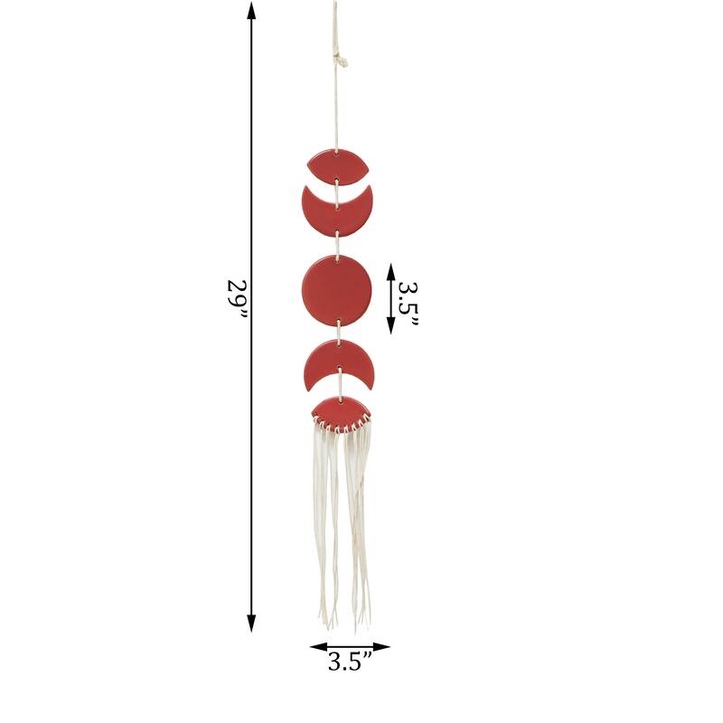 24" Ceramic Moon phases with tassel Wind Chime