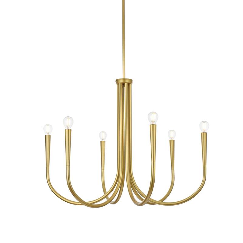 Elegant Lighting LD722D30 Layne 6 Light 30" Wide Taper Candle Style - Brass