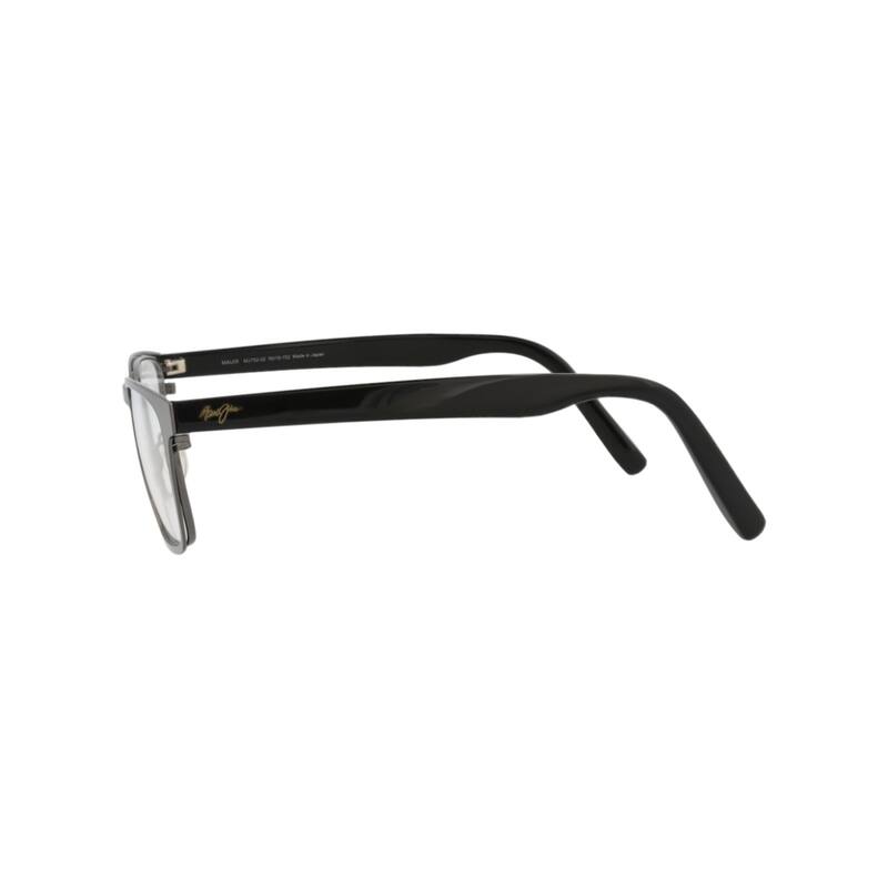 Maui Jim Square-Frame Stainless Steel Optical Frames, Transparent Lens, Adriatic Gunmetal Frame