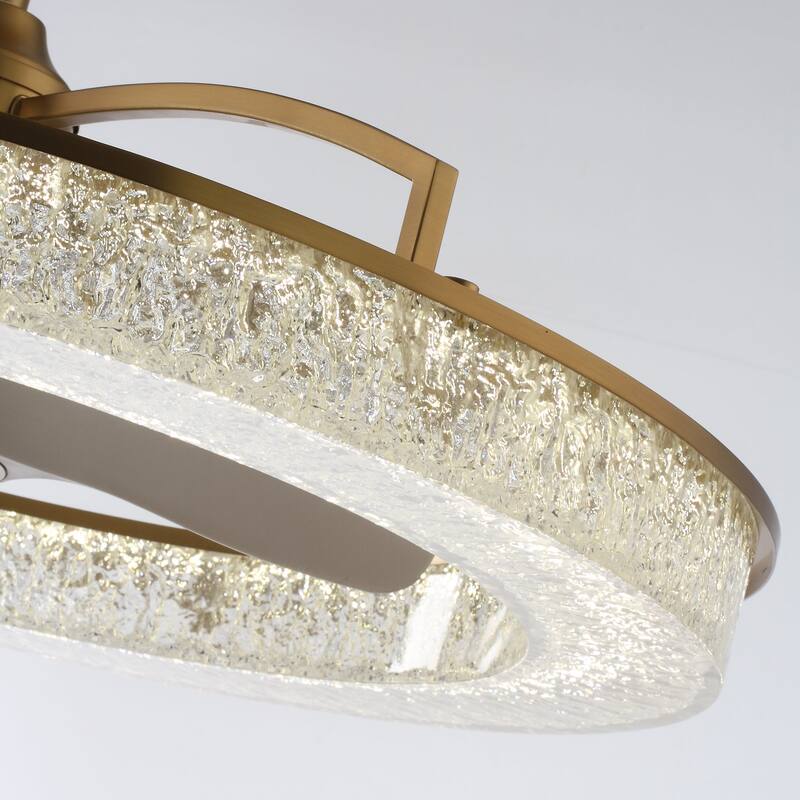 Ceiling Fan 33" Perimost 3-Blade Gold Crystal LED