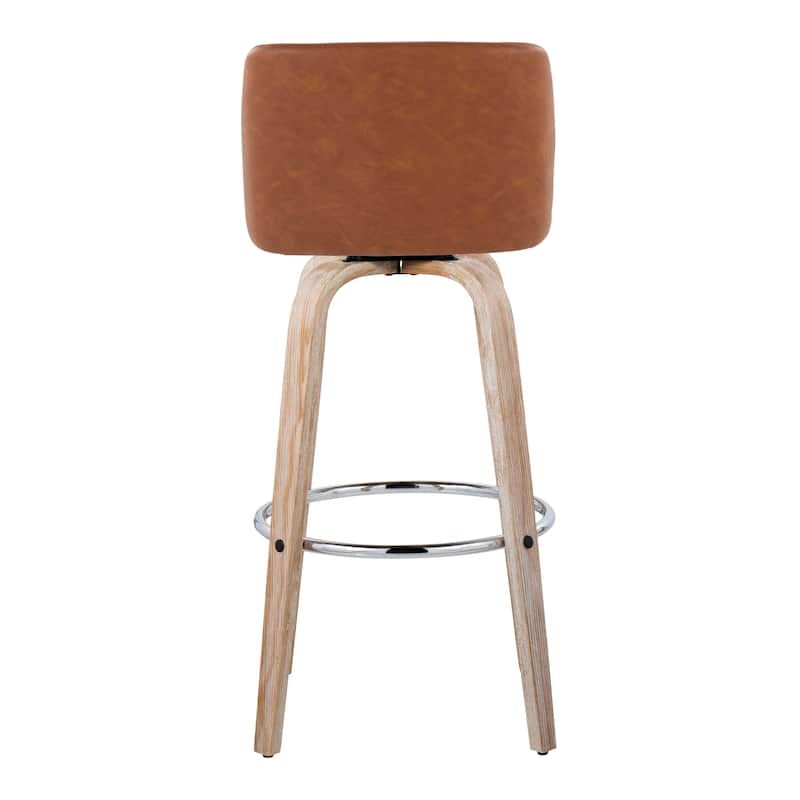 The Gray Barn Vallberga 30" Fixed-Height Bar Stool with White Washed Wood Base (Set of 2)