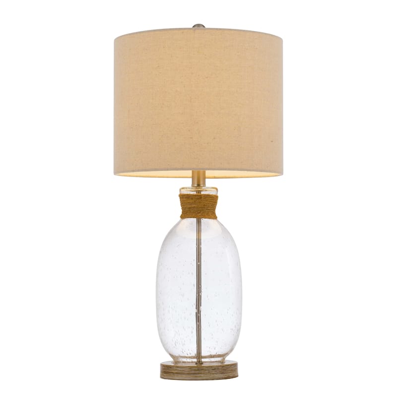 HomeRoots26" Clear Table Lamp With Brown Drum Shade - 12
