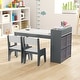 preview thumbnail 10 of 15, Kids Art Table and 2 Chairs Set with 4 Fabric Storage Bins and 4 Compartments - 39.5" x 20" x 23" (L x W x H)