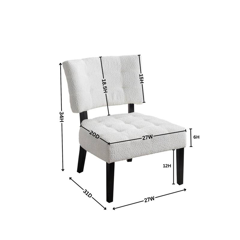 Boucle Tufted Accent Chair with Oversized Seating and Wooden Legs