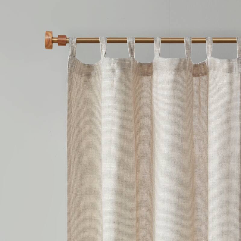 Madison Park Barnet Faux Linen Tab Top Fleece Lined Curtain Panel - 84" Panel