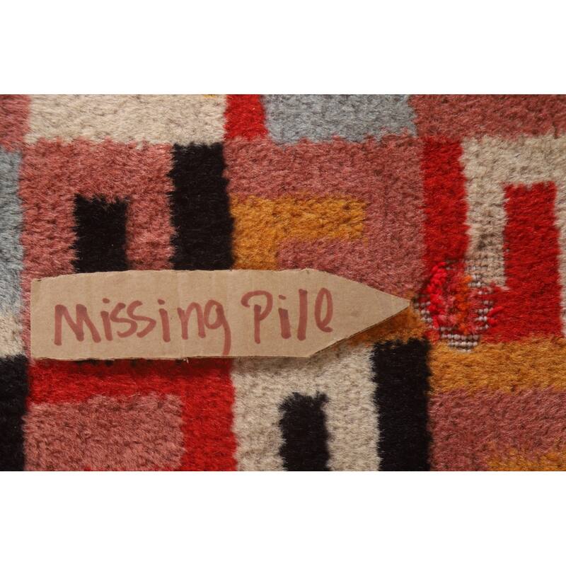 Hand Knotted Oriental 100% Wool Carpet Modern All-Over Red Gabbeh Area Rug - 7' 10'' X 4' 6''