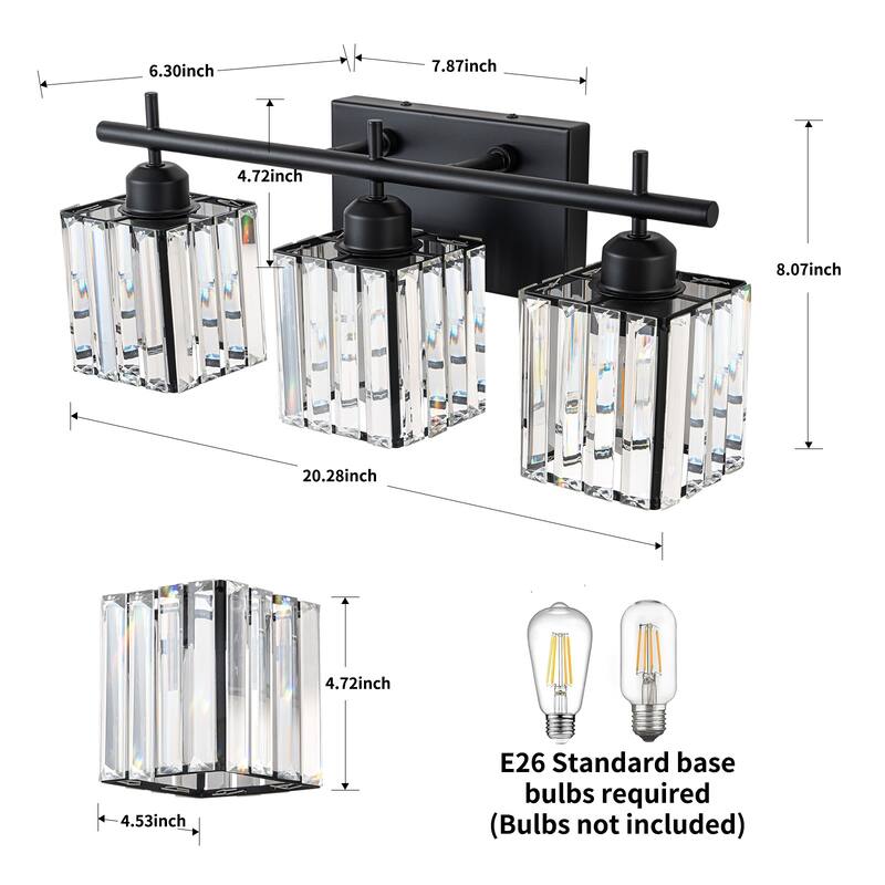 Starsky 3/4-Light Modern Dimmable Bathroom Crystal Vanity Light Wall Sconces with Crystal Shade