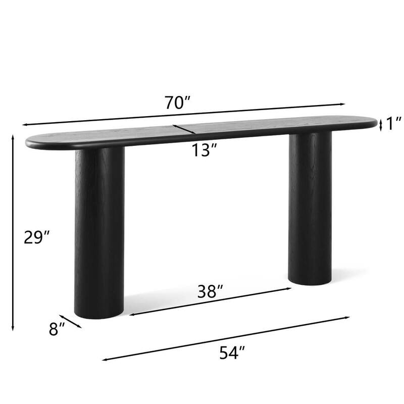 70" Black Oval Console Table