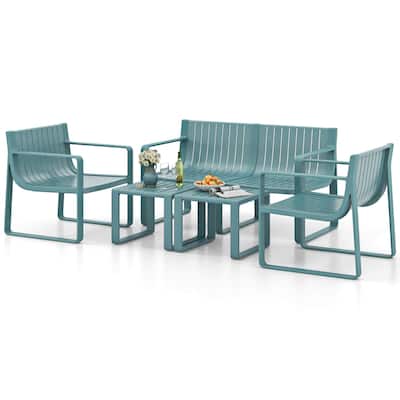 Costway 5 PCS Patio Furniture Set with 1 Loveseat 2 Patio Chairs & 2 - See Details