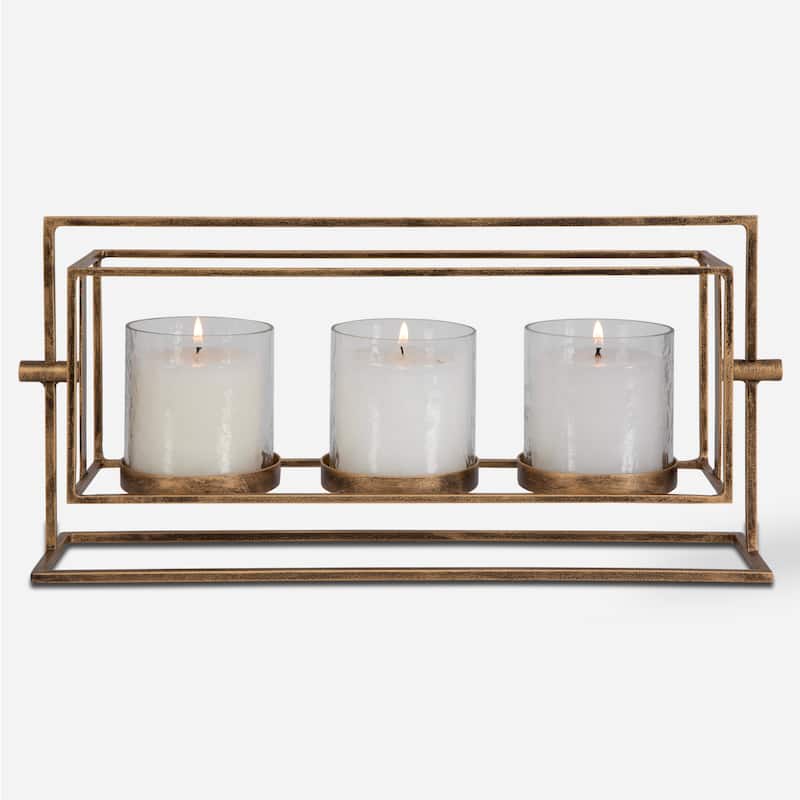 Uttermost Wenman Gold Triple Candleholder - 17.25"W x 8"H x 4"D