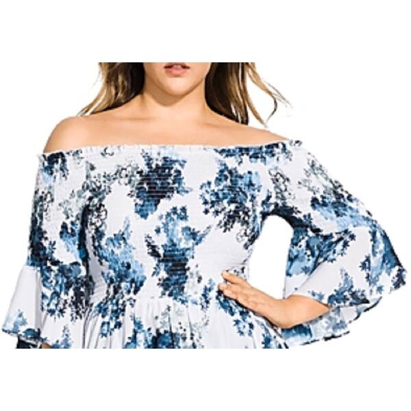 City Chic Women's Kenji Floral Off The Shoulder Top Green Size Petite Small  - Bed Bath & Beyond - 40578018