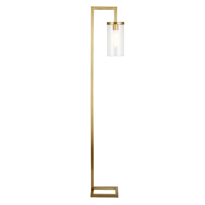 Metal Reading Floor Lamp with Glass Shade and Foot Switch - 9” x 11” x 67” (D x W x H)