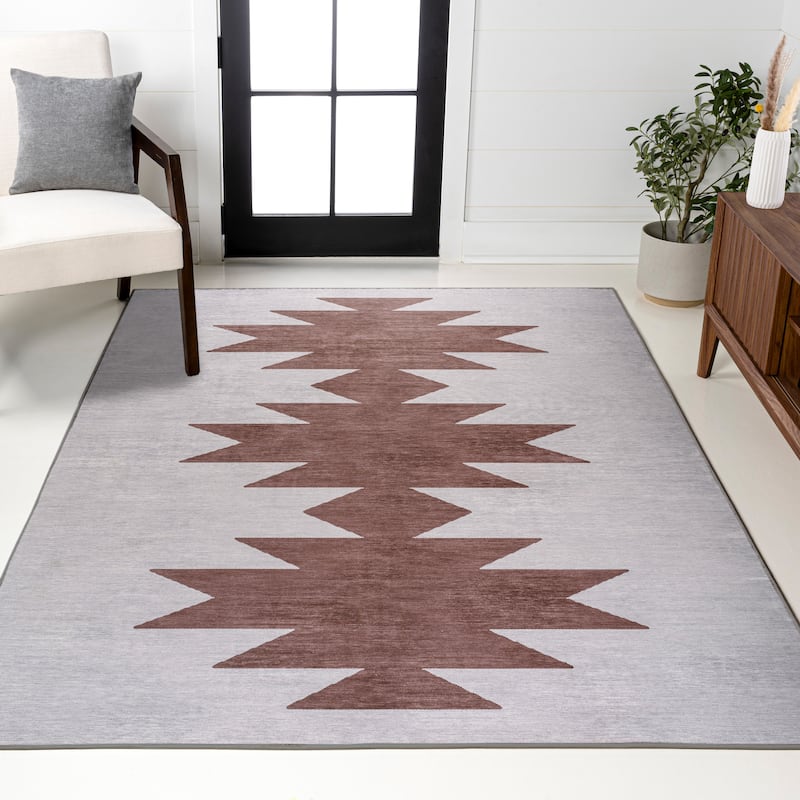 JONATHAN Y Adriel Solid Low-Pile Machine Washable Area Rug