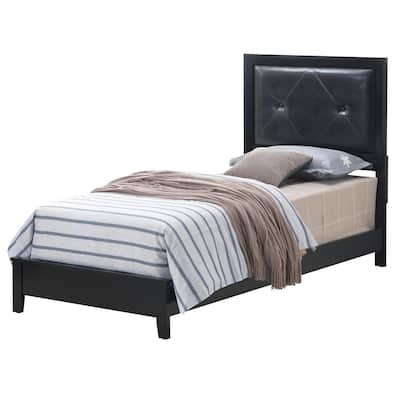 Tufted Upholstered Twin Panel Bed - 80" - Black