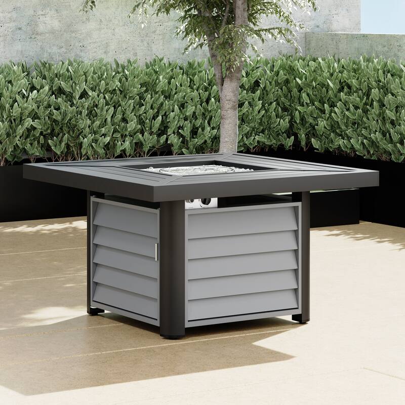 Corvus Abruzzo 42 Inch Square Aluminum Propane Fire Pit Table