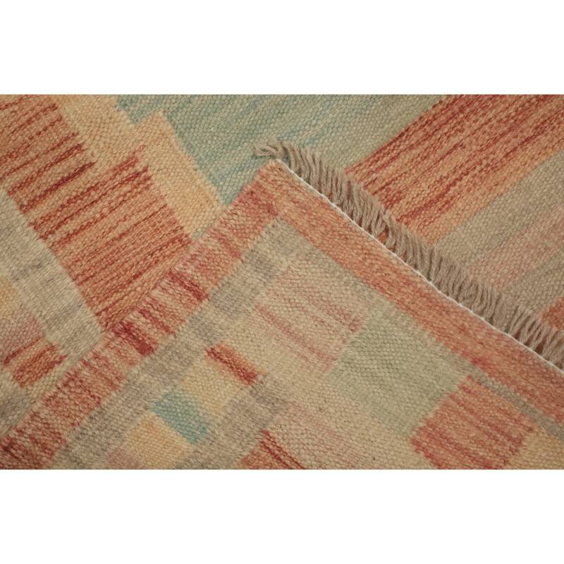 Hand Woven Oriental 100% Wool Carpet Southwestern Tribal Navy Blue & Blues Kilim Runner Rug - 5' 10'' X 2' 1''
